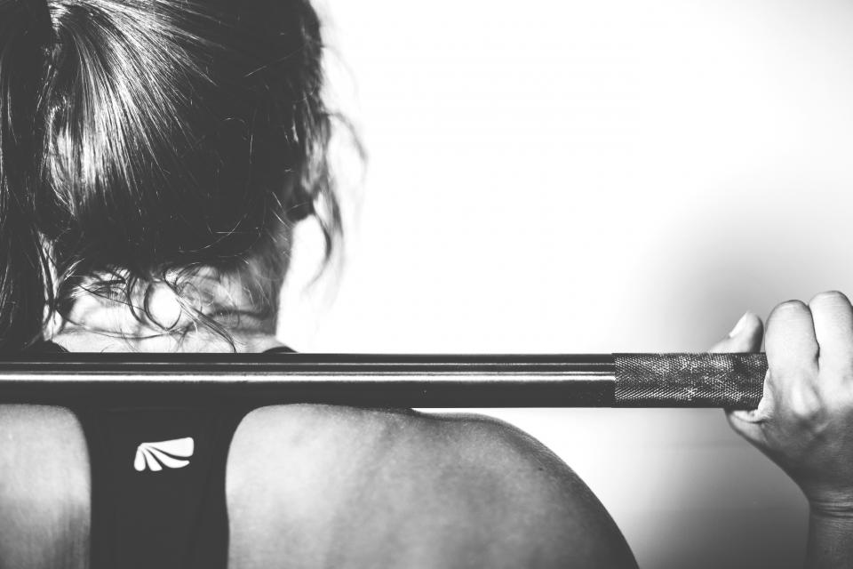 girl woman barbell weights muscles strength training athlete crossfit health fitness exercise working out people